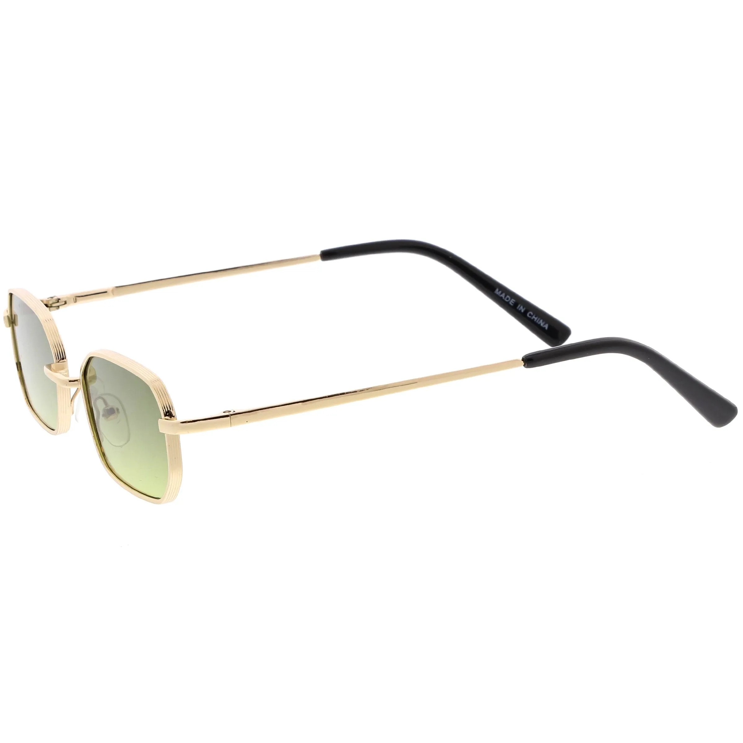 Retro Small 1990's Rectangle Flat Lens Metal Sunglasses C720