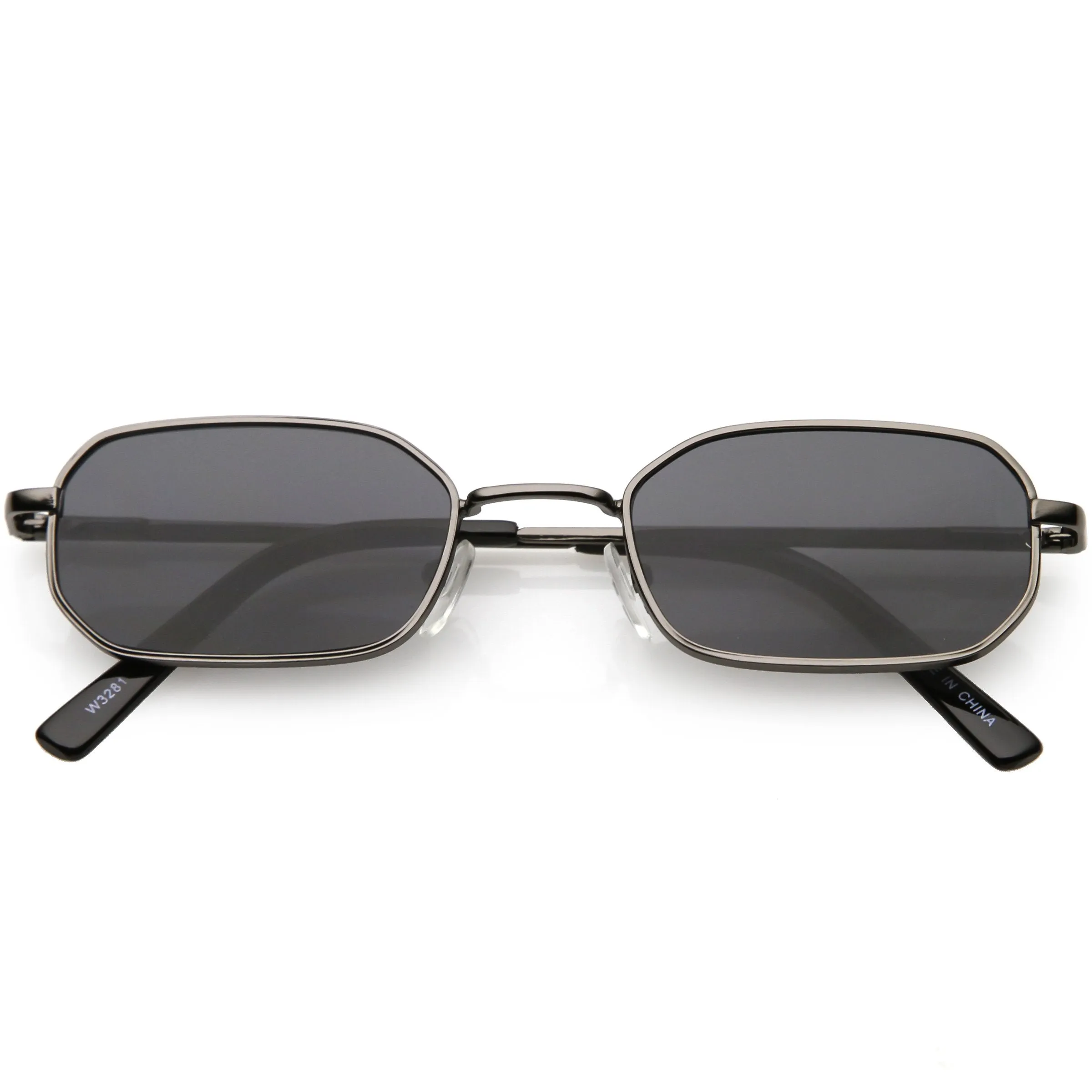 Retro Small 1990's Rectangle Flat Lens Metal Sunglasses C720