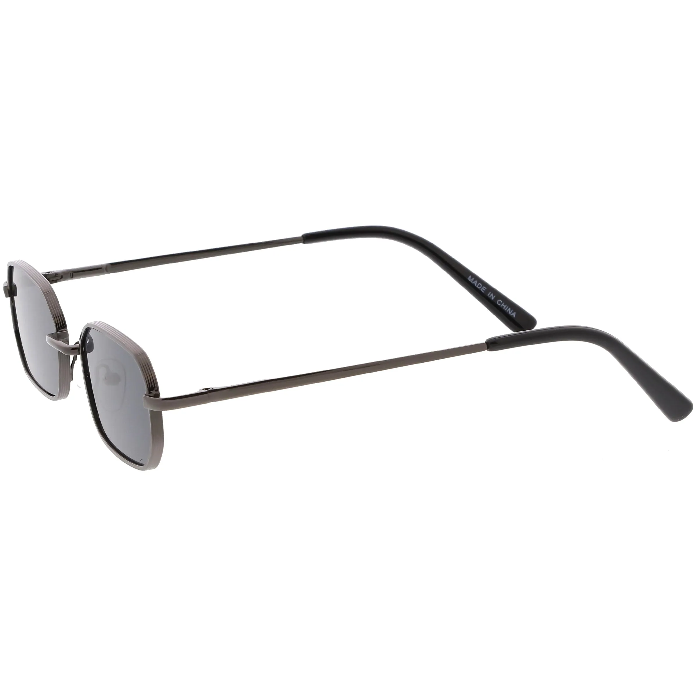 Retro Small 1990's Rectangle Flat Lens Metal Sunglasses C720
