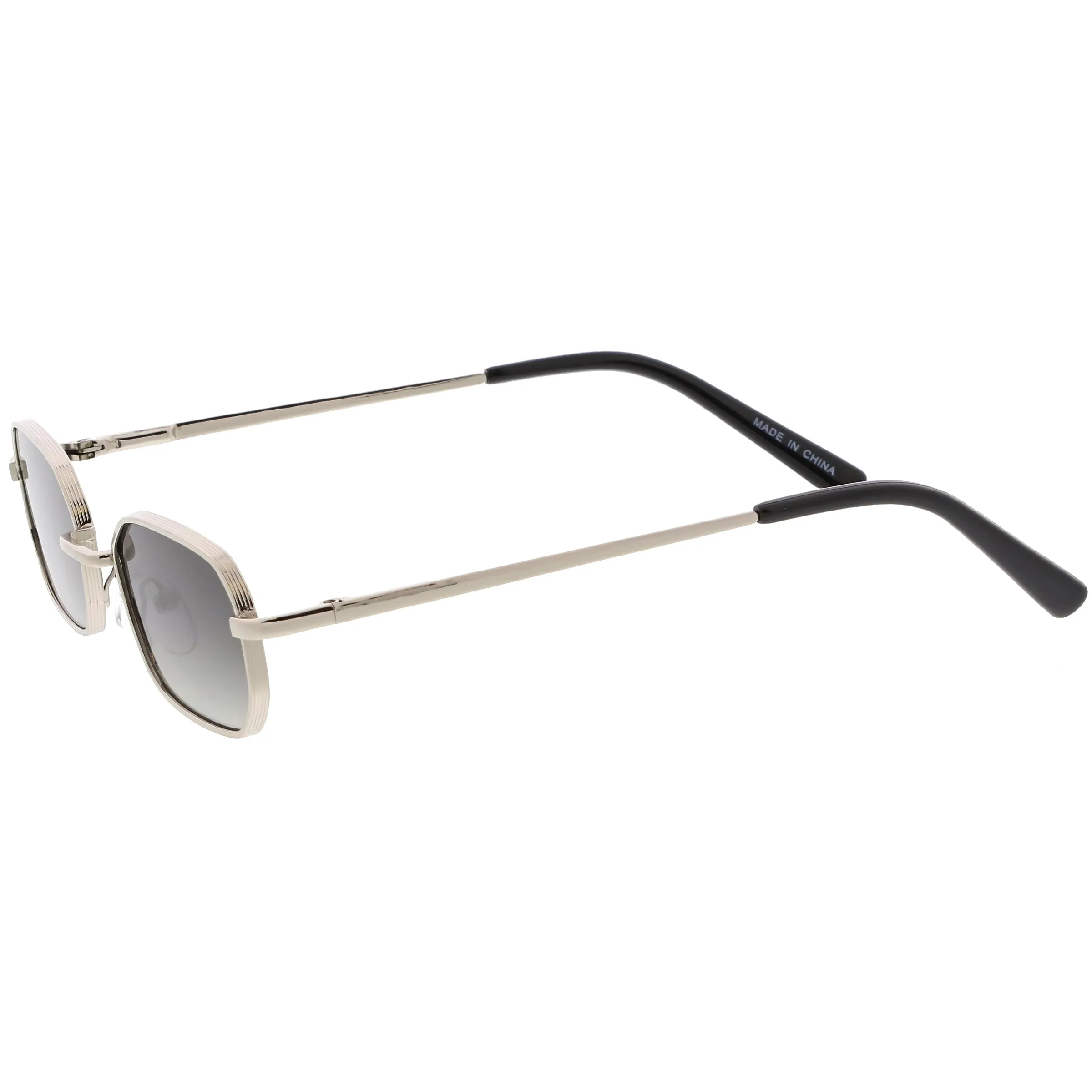 Retro Small 1990's Rectangle Flat Lens Metal Sunglasses C720