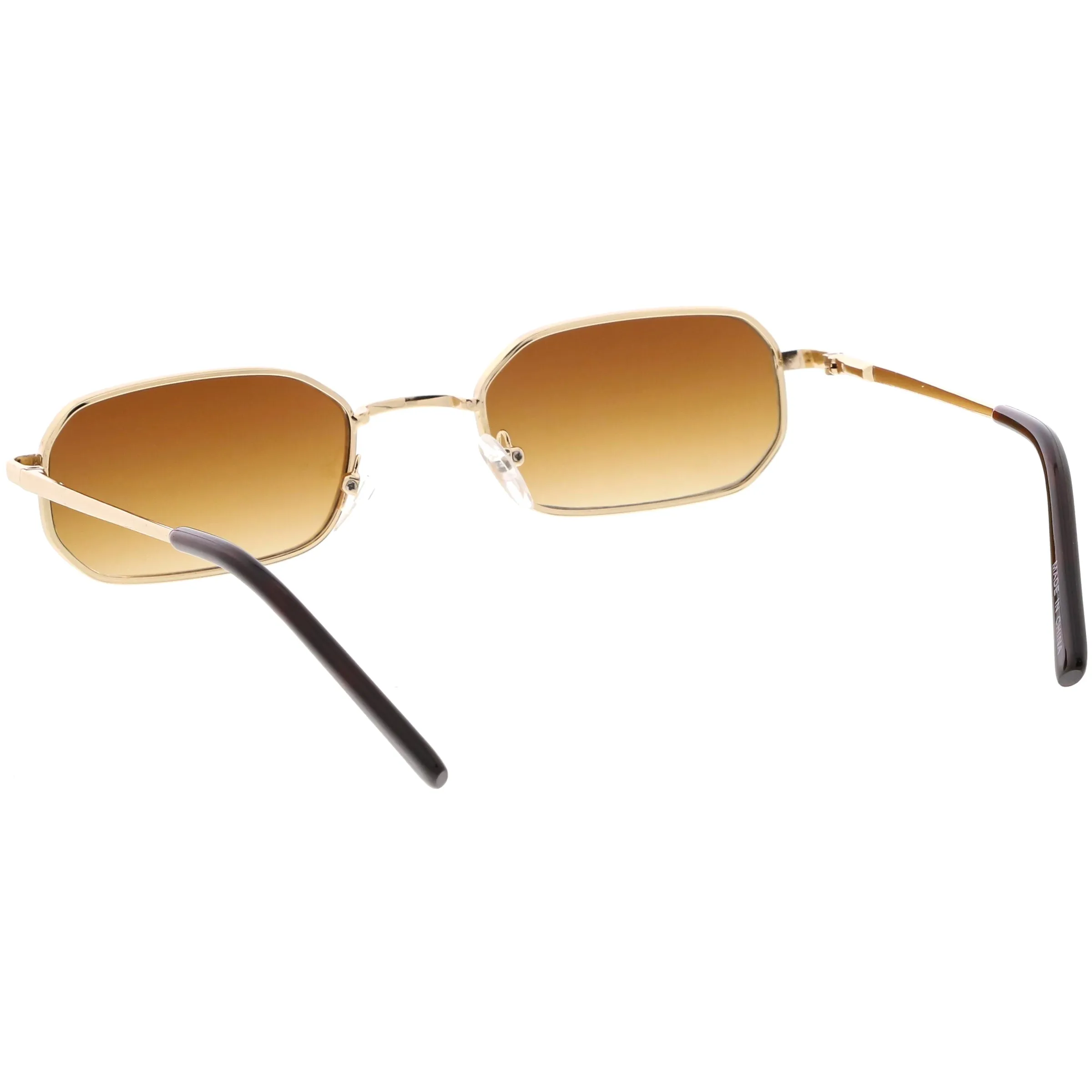 Retro Small 1990's Rectangle Flat Lens Metal Sunglasses C720