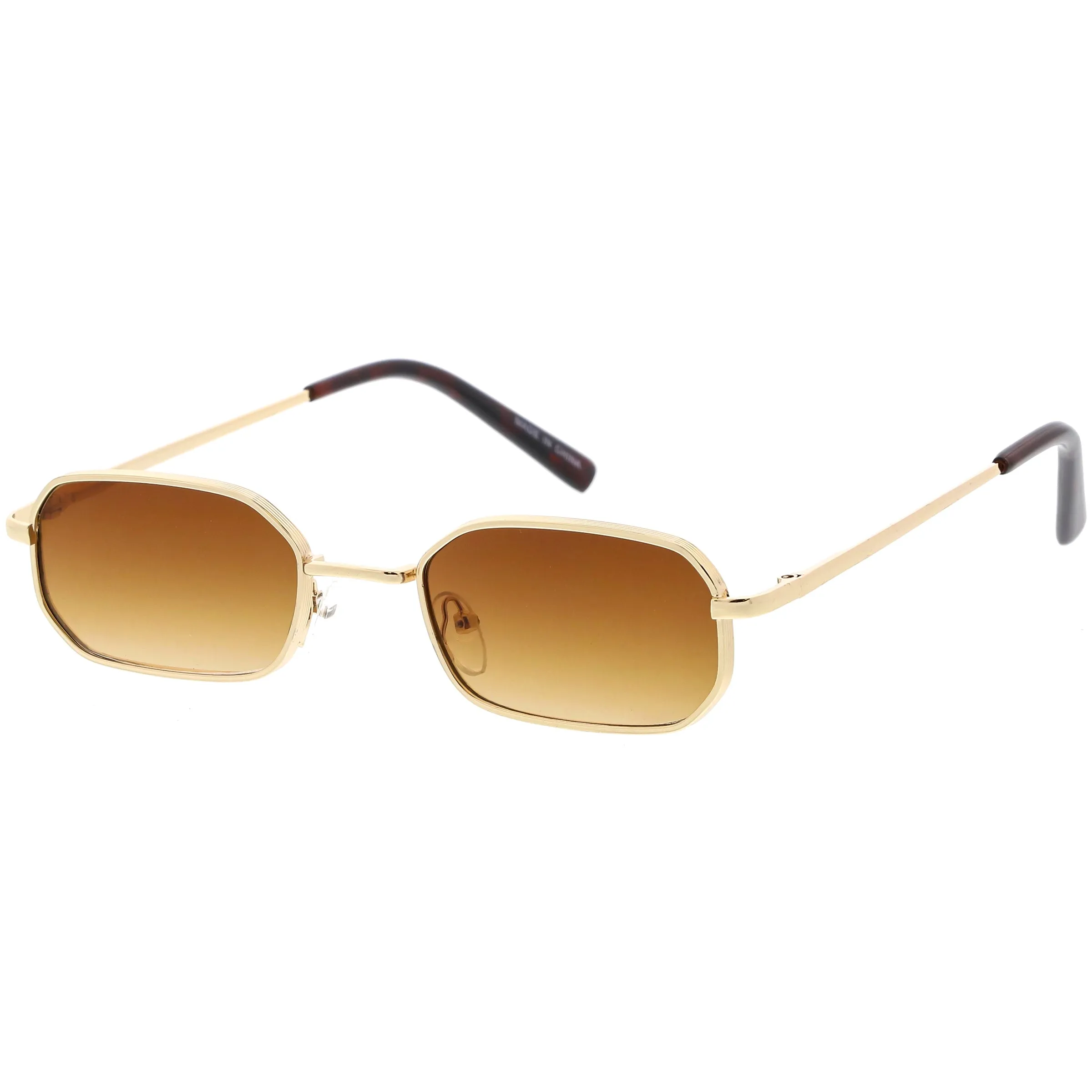 Retro Small 1990's Rectangle Flat Lens Metal Sunglasses C720