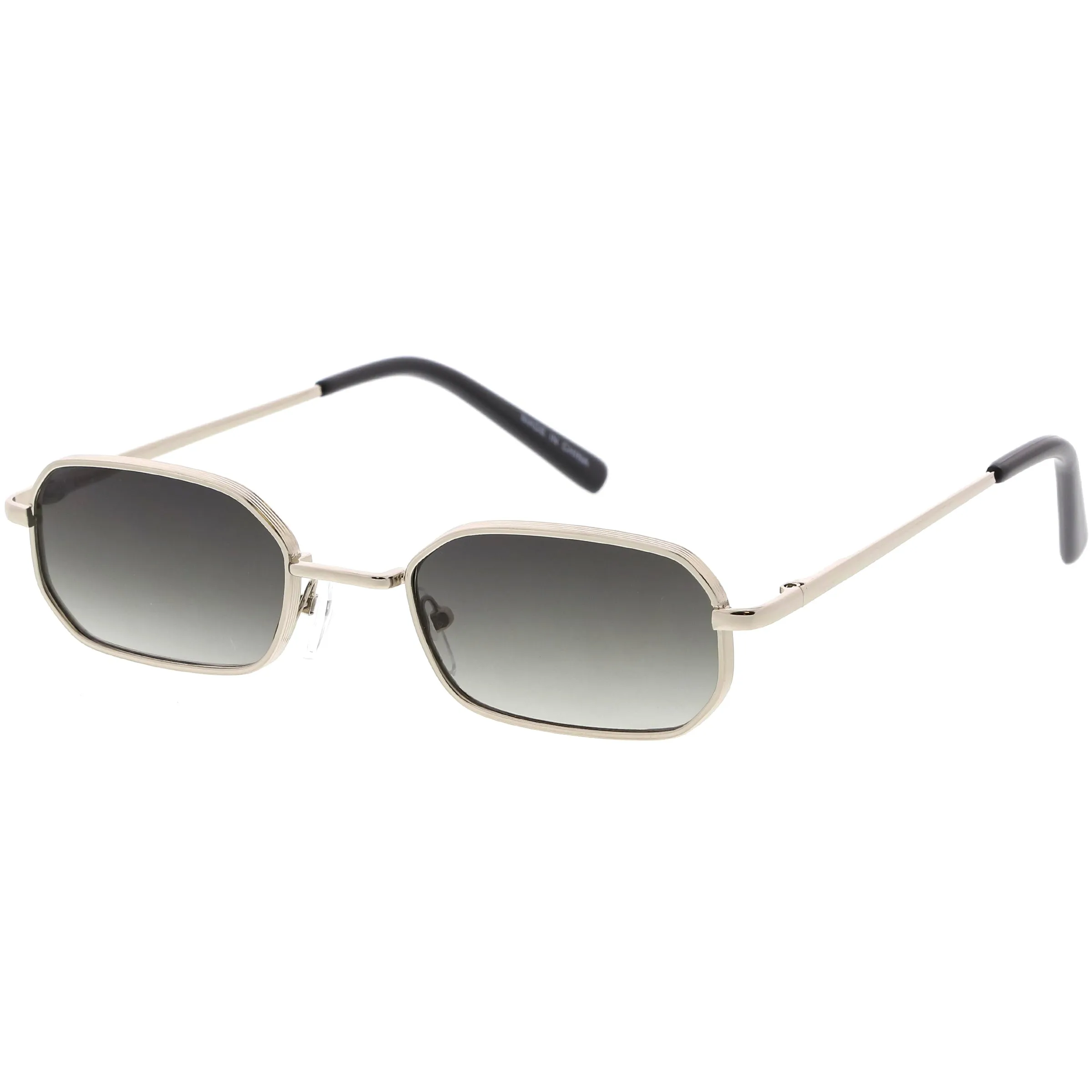 Retro Small 1990's Rectangle Flat Lens Metal Sunglasses C720