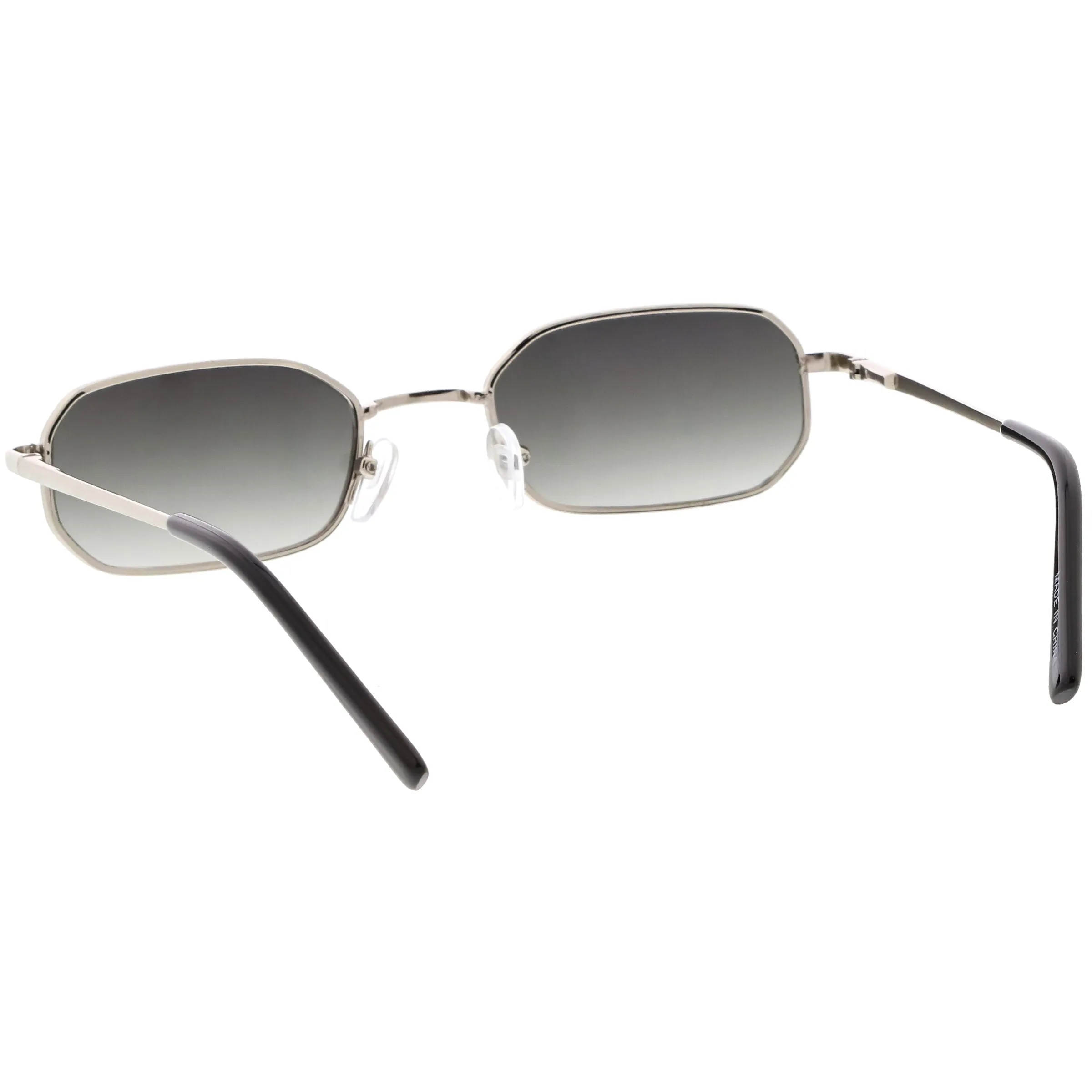 Retro Small 1990's Rectangle Flat Lens Metal Sunglasses C720