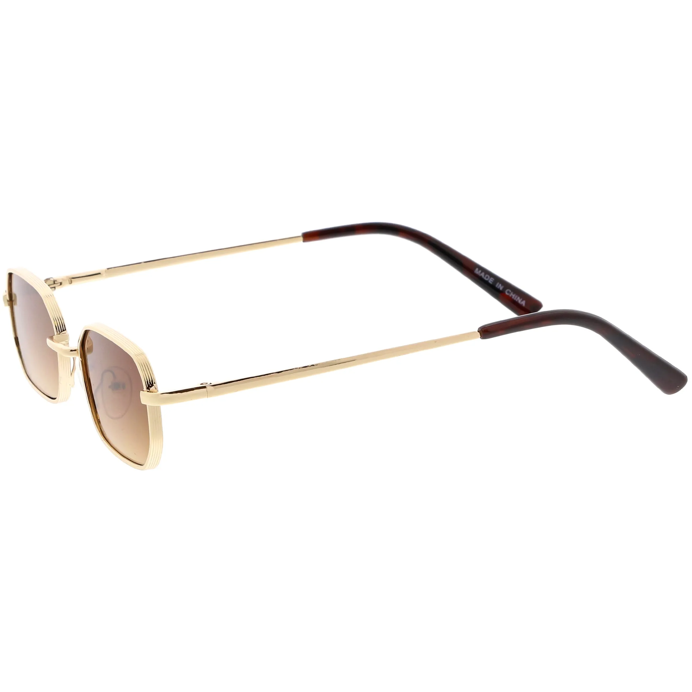 Retro Small 1990's Rectangle Flat Lens Metal Sunglasses C720