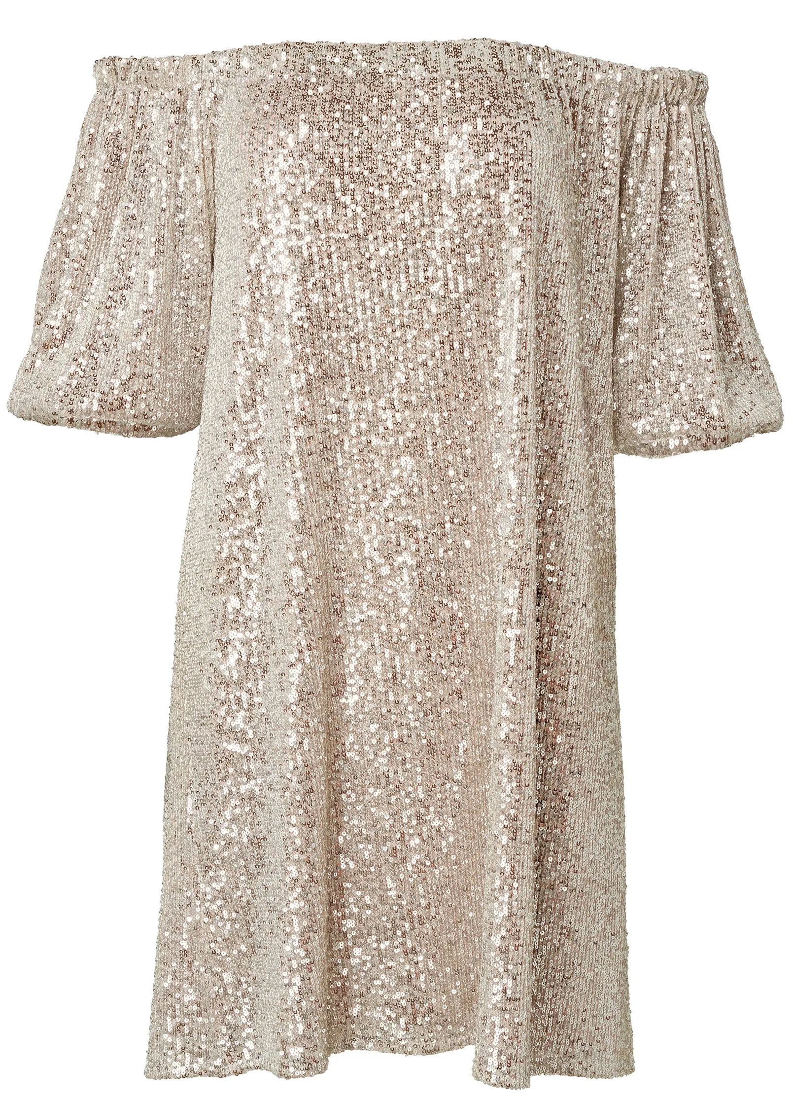 Sequin Off-The-Shoulder Dress - Silver