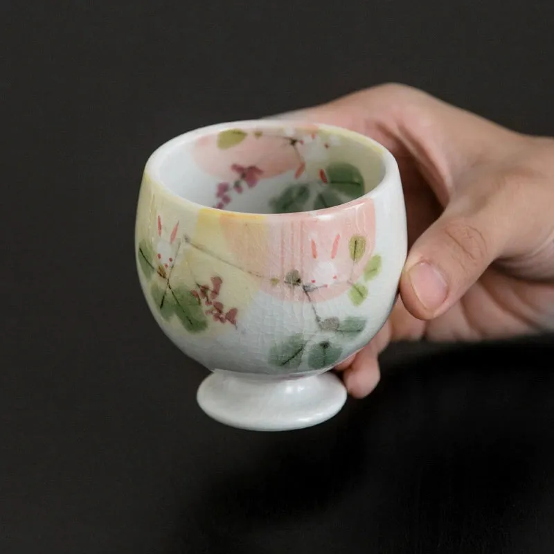 Seto Ware Yama no Hana Usagi Handcrafted Sake Couple Cup Set