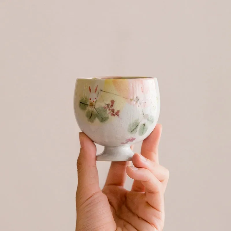 Seto Ware Yama no Hana Usagi Handcrafted Sake Couple Cup Set