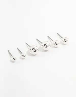 Silver Multiple Sphere Stud Earrings 3-Pack