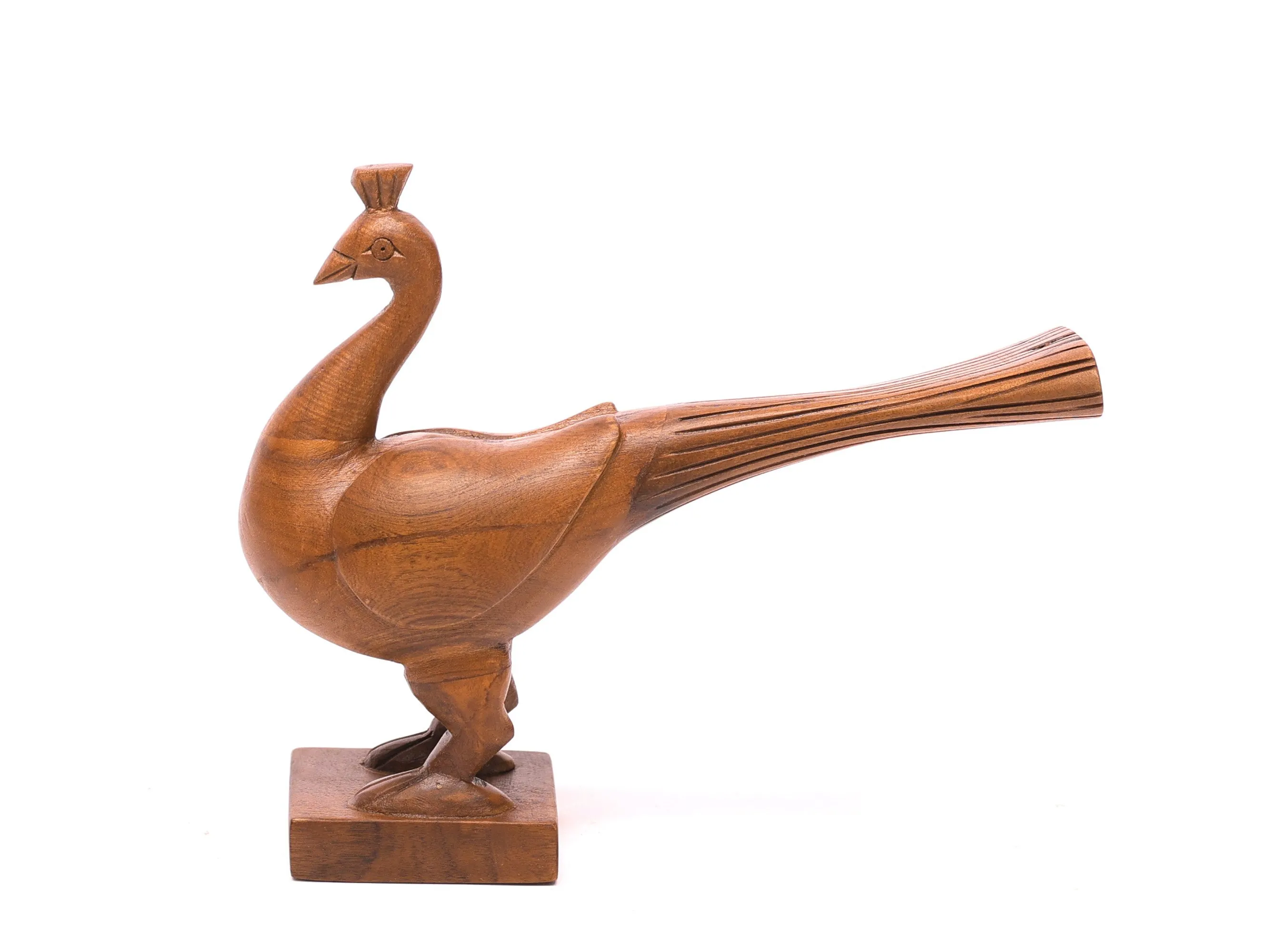 Simple Wooden Peacock Showpiece