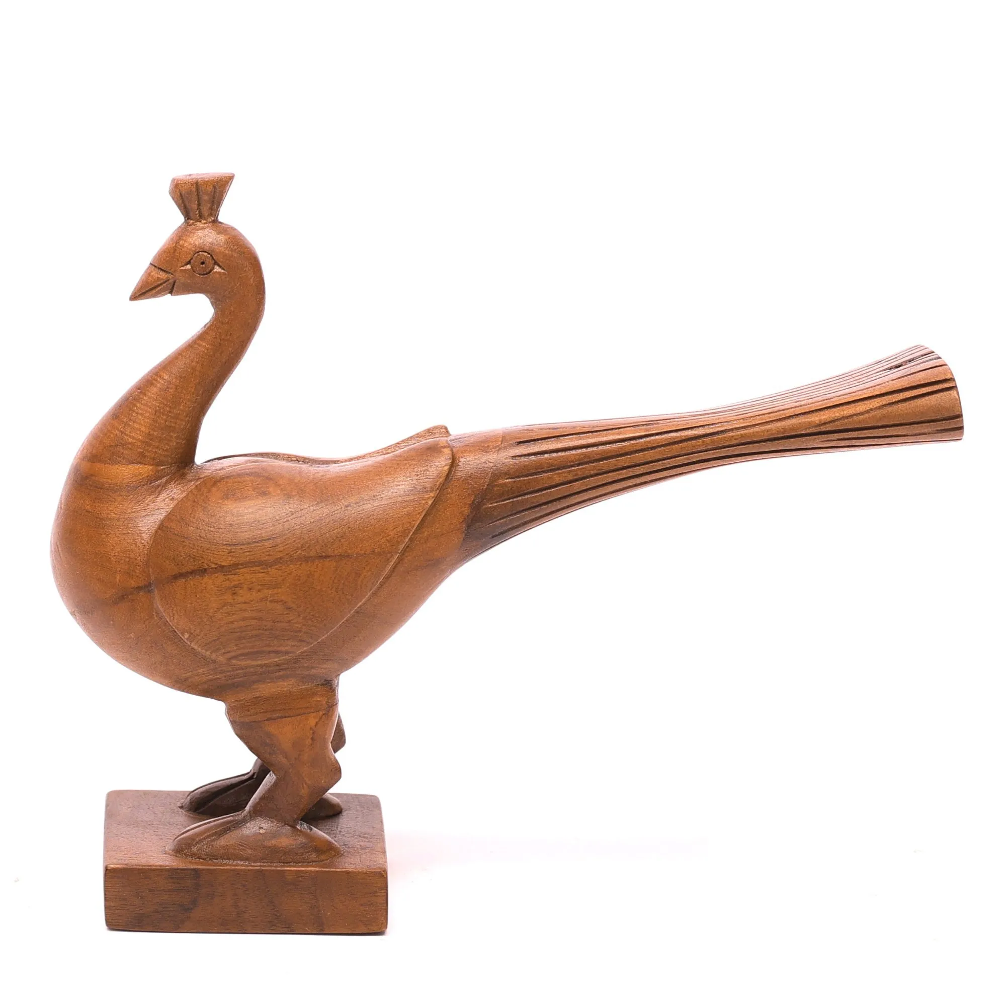 Simple Wooden Peacock Showpiece