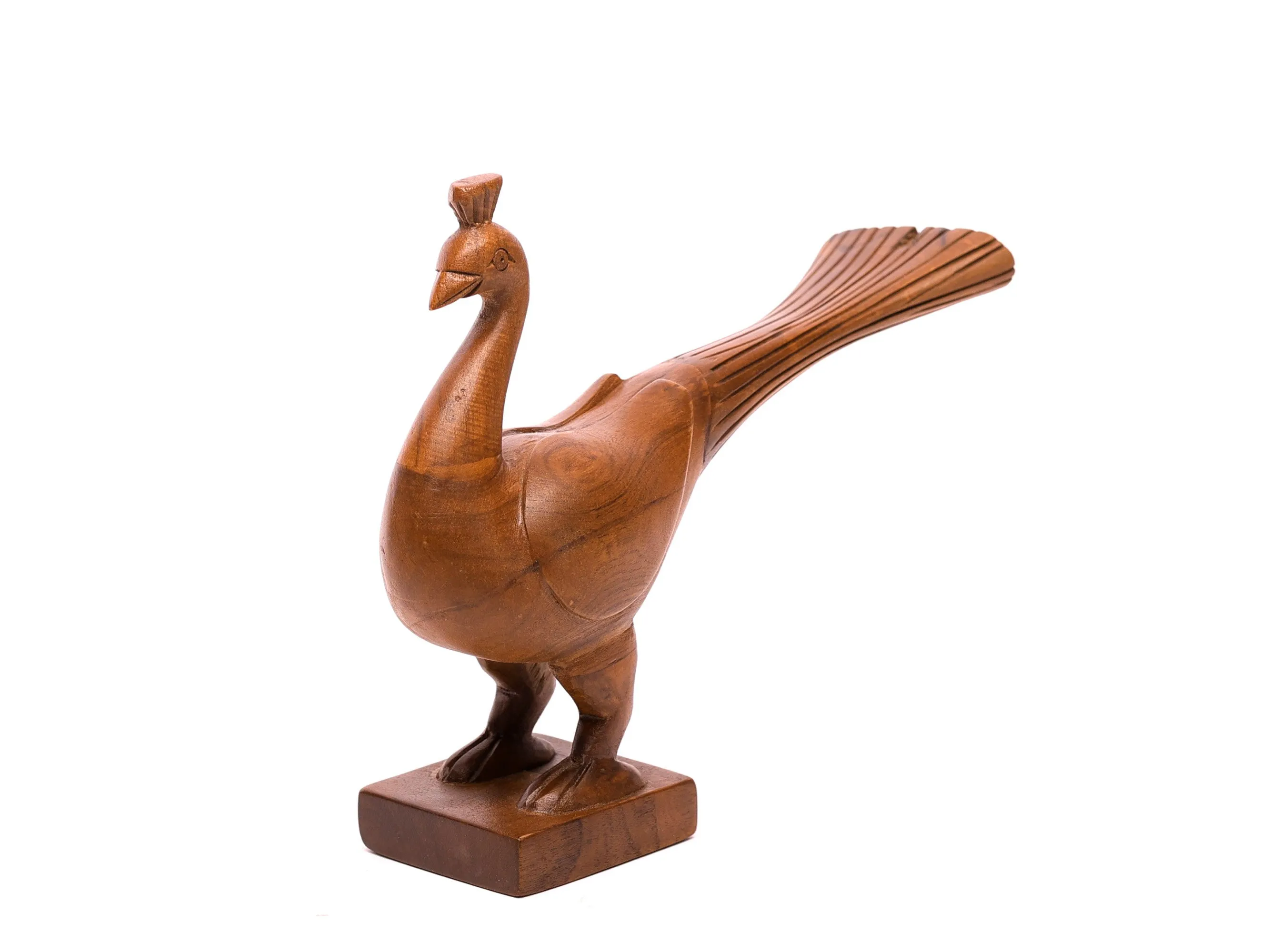 Simple Wooden Peacock Showpiece
