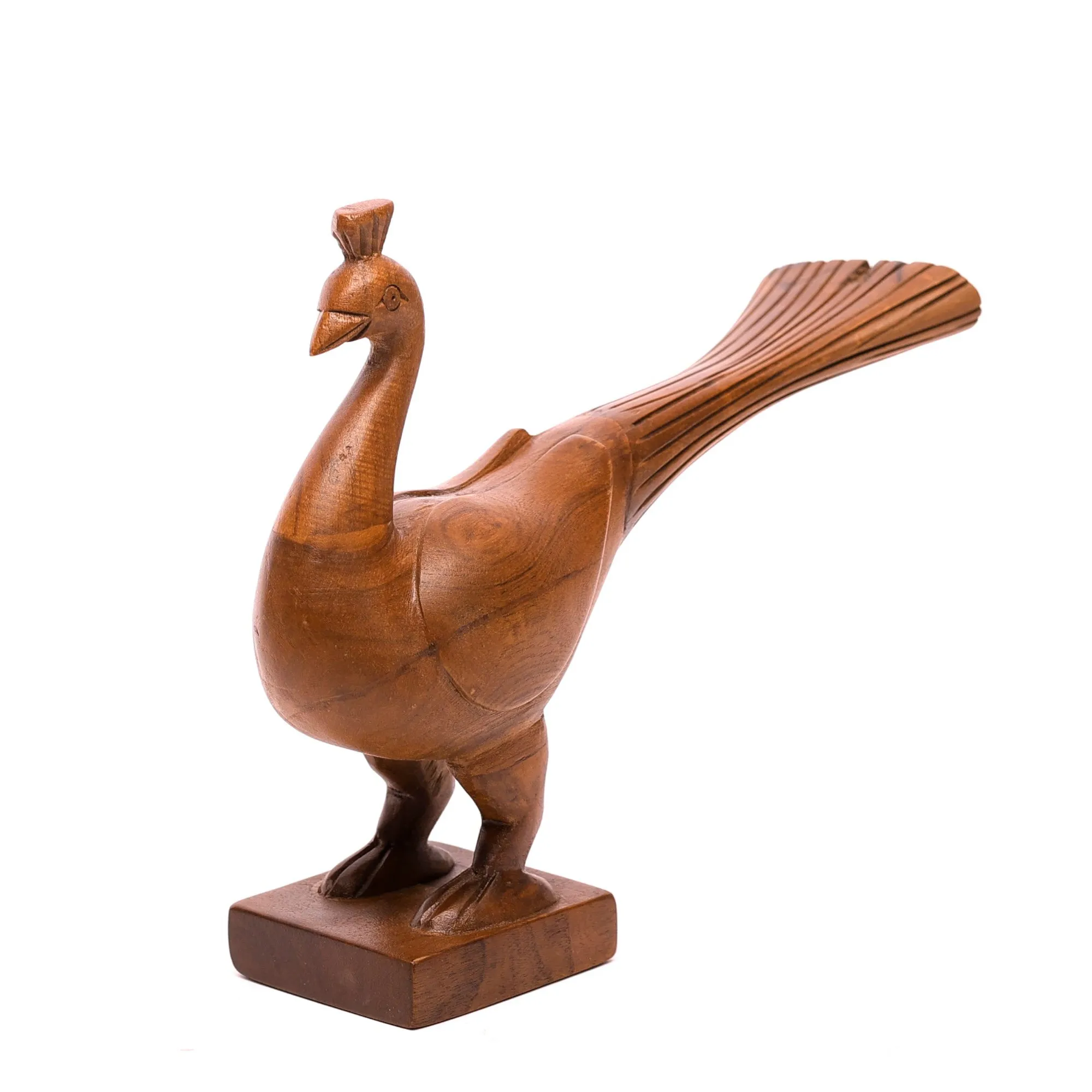 Simple Wooden Peacock Showpiece