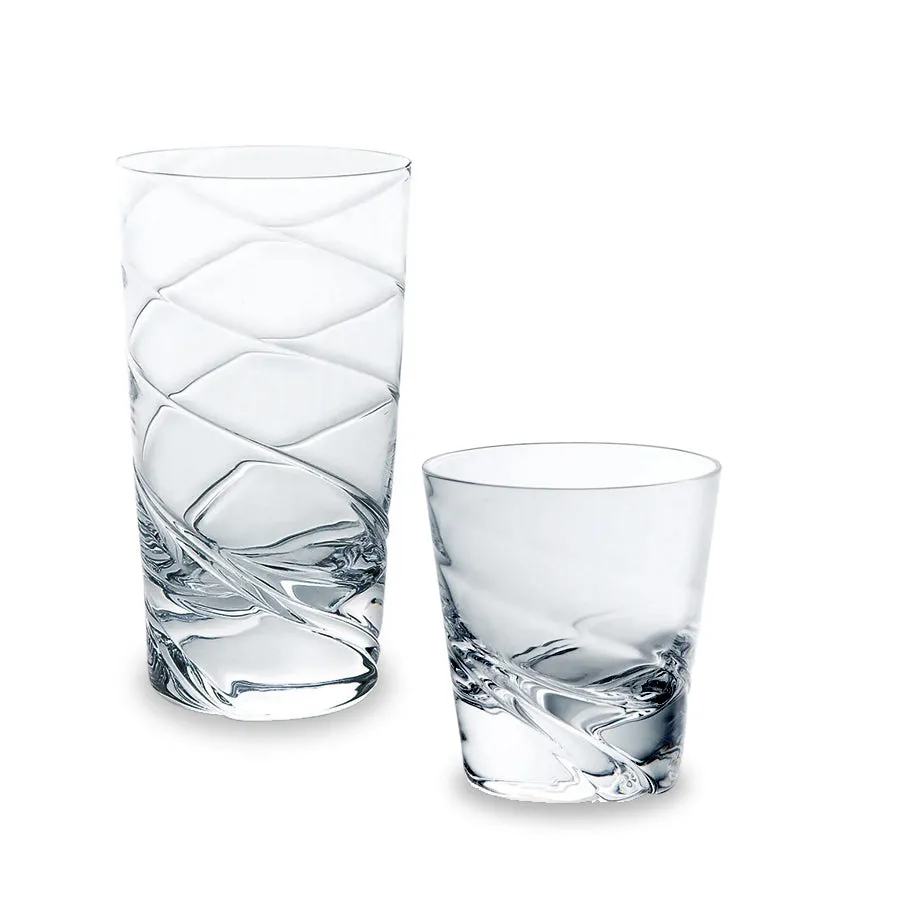 Sugahara Kirameki Swirl 3-line textured highball glass
