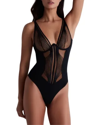 Sumptuous Waves Bodysuit - Smoky Attraction