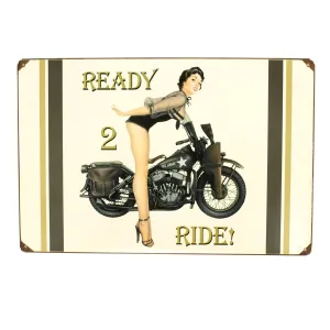 U.S. WW2 Vintage Metal Sign: 1943 Harley-Davidson Pinup