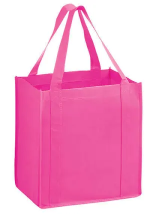 Wholesale Awareness Pink Heavy Duty Non-Woven Grocery Tote Bag with Poly Board Insert - Y2KG12813BCA