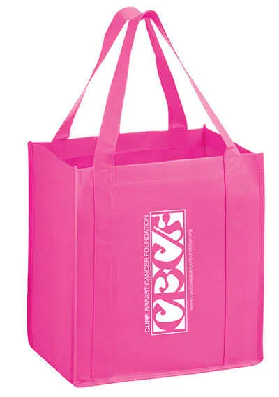 Wholesale Awareness Pink Heavy Duty Non-Woven Grocery Tote Bag with Poly Board Insert - Y2KG12813BCA