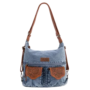 Wrangler Ladies Floral Tooled Jean Denim Hobo Bag WG103-2008JN