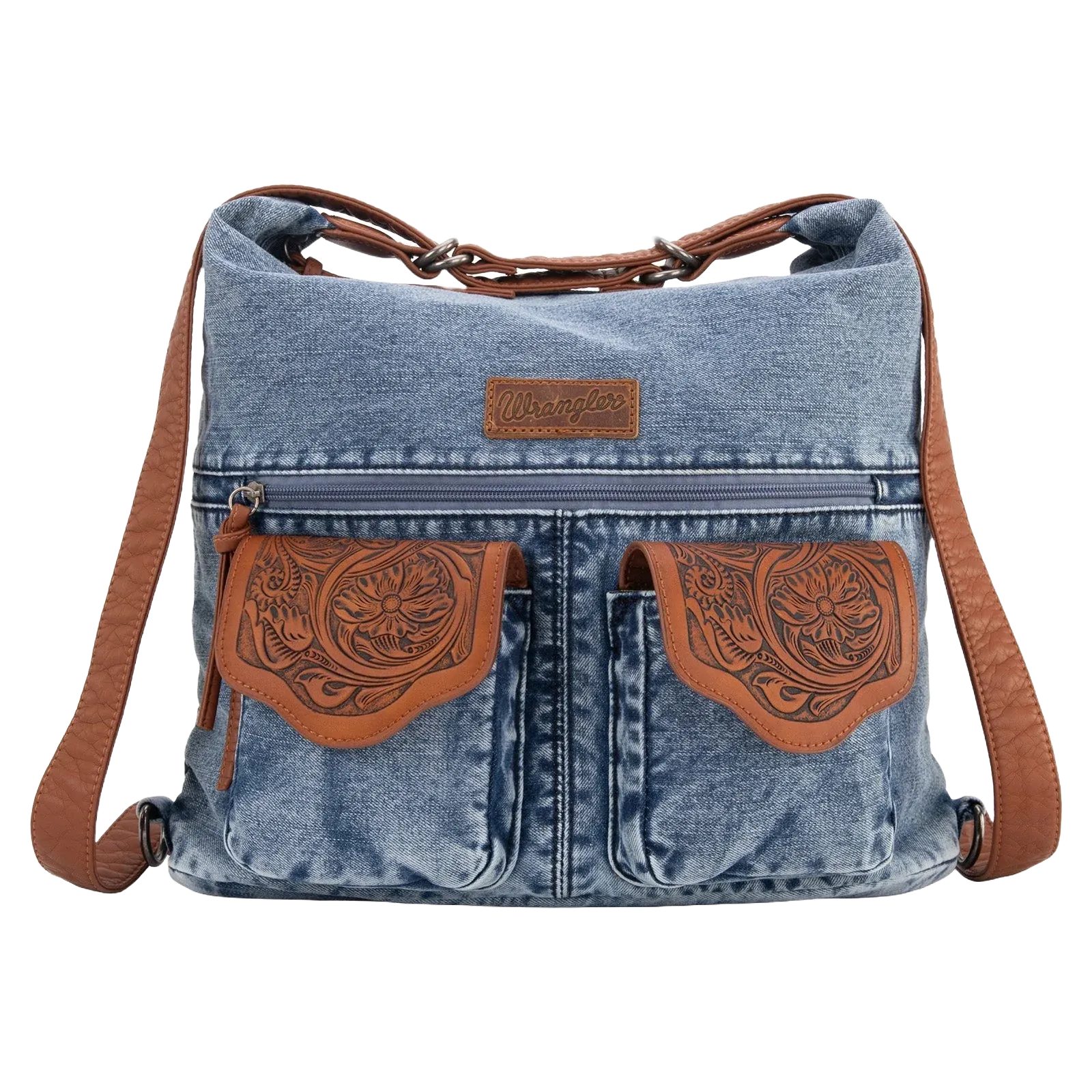 Wrangler Ladies Floral Tooled Jean Denim Hobo Bag WG103-2008JN